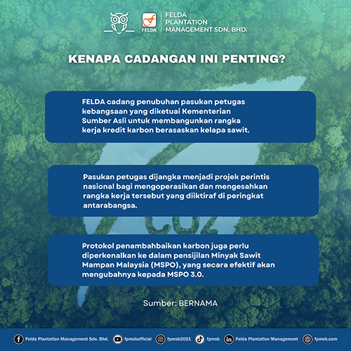 FELDA CADANG PENUBUHAN PASUKAN PETUGAS KARBON KREDIT